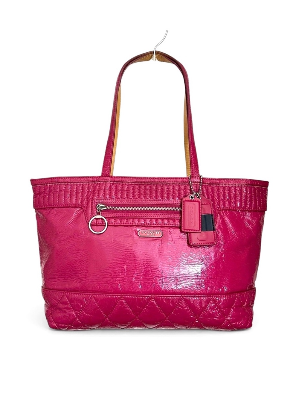 Coach Liquid Gloss Lg Poppy 18674 Quilted Patent Leather